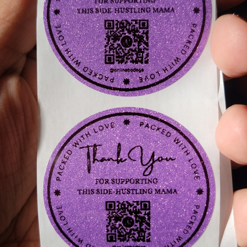 100 Ct 2in Glitter Purple Poshmark QR Sticker Customized To Your Closet - Picture 3 of 6